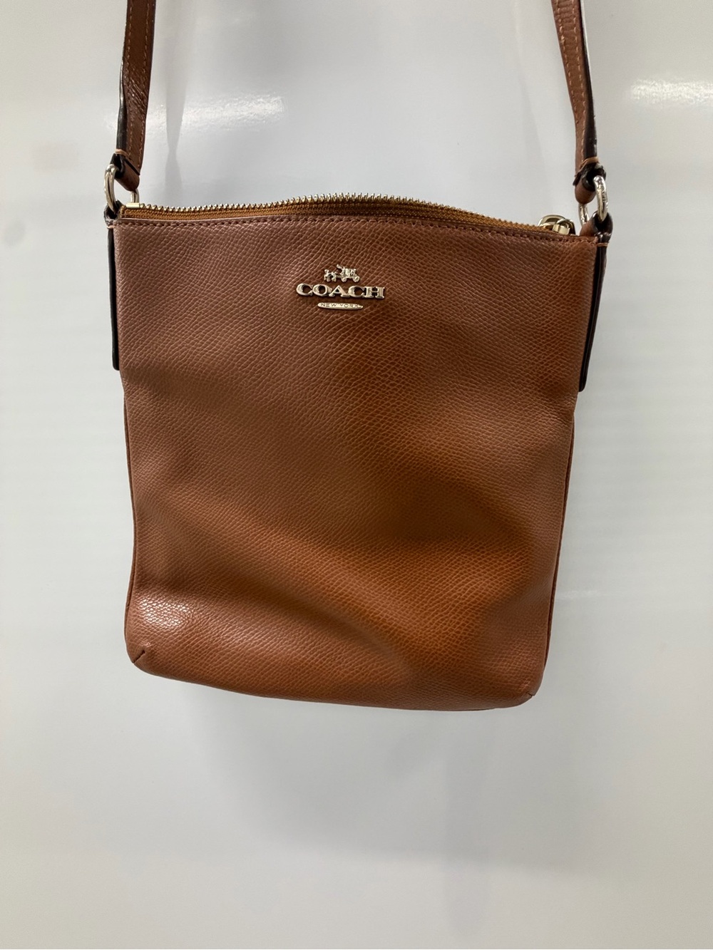 Coach Tan/Brown Pebbled Leather Messenger Crossbody